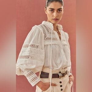 Shona Joy Ivory Eyelet Victorian Blouse